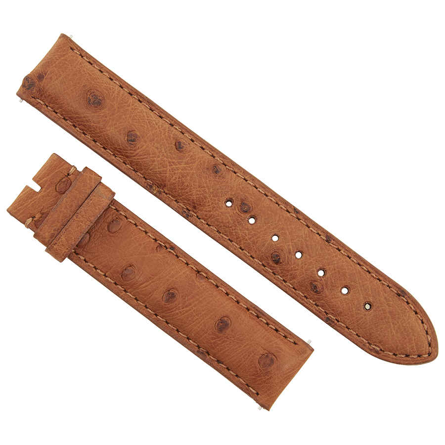 Hadley Roma 18 Mm Matte Cognac Ostrich Leather Strap In Brown