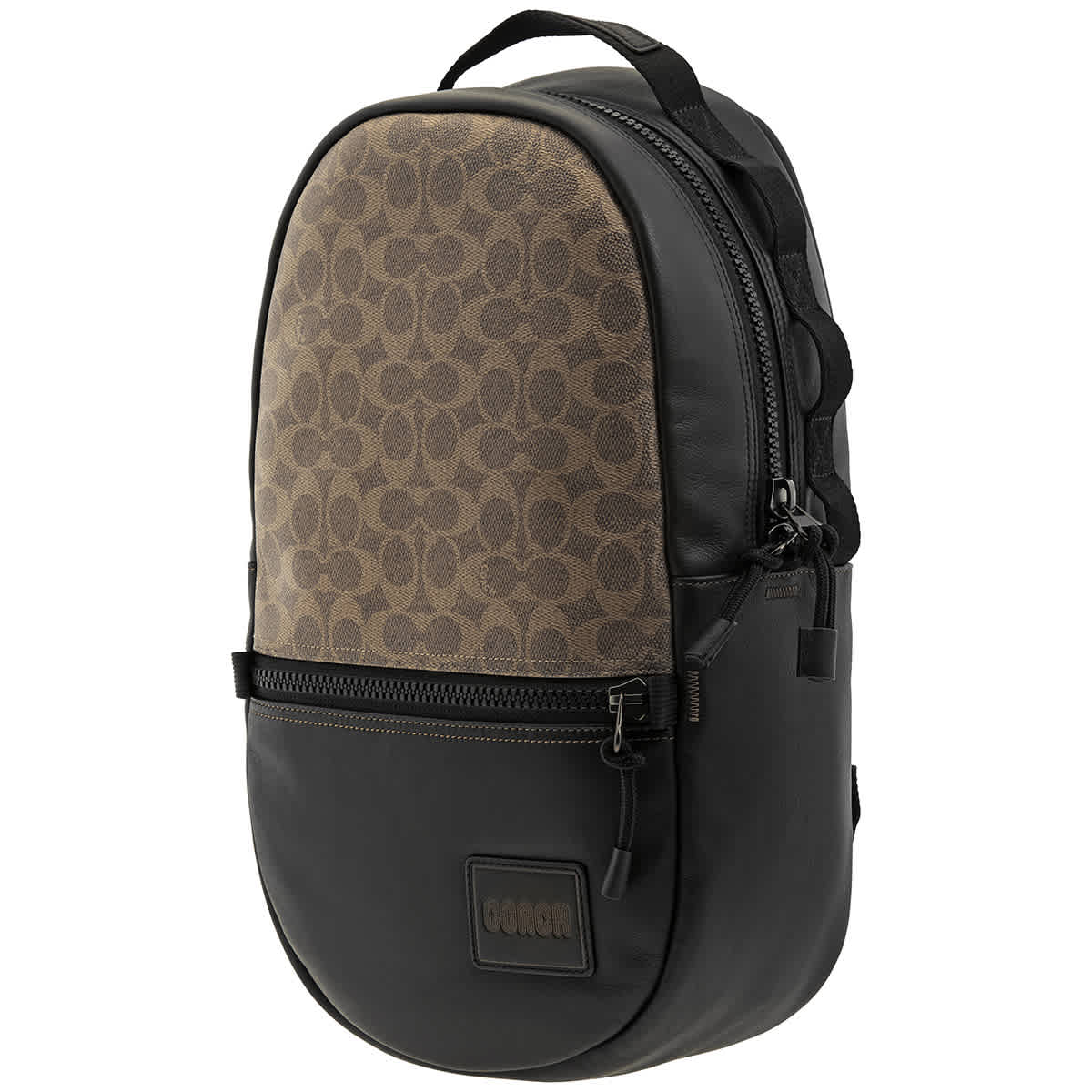 Coach Signature Canvas With  Patch Pacer Backpack In Black Copper/khaki