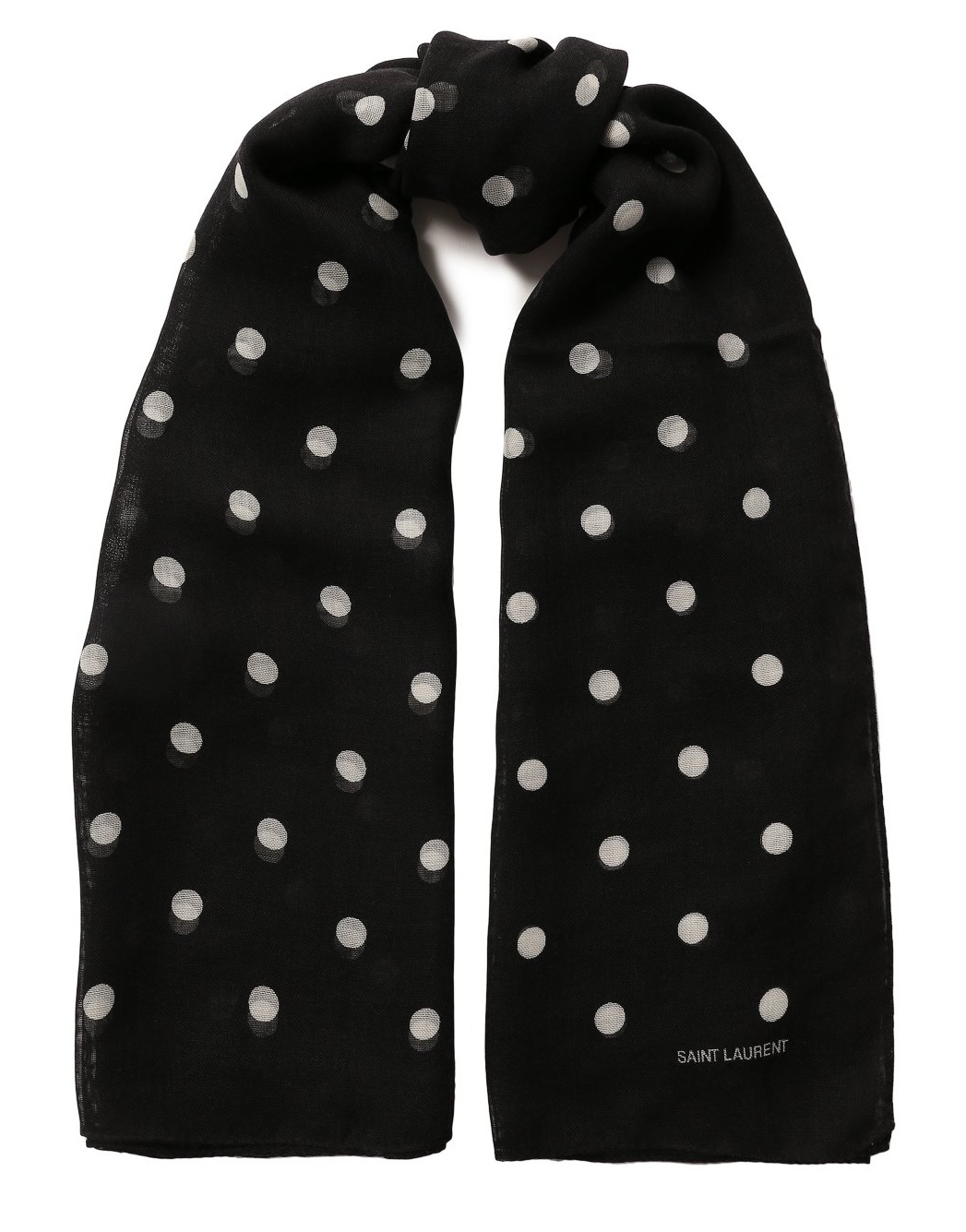 Saint Laurent Black Cashmere & Silk Blend Polka Dot Shawl