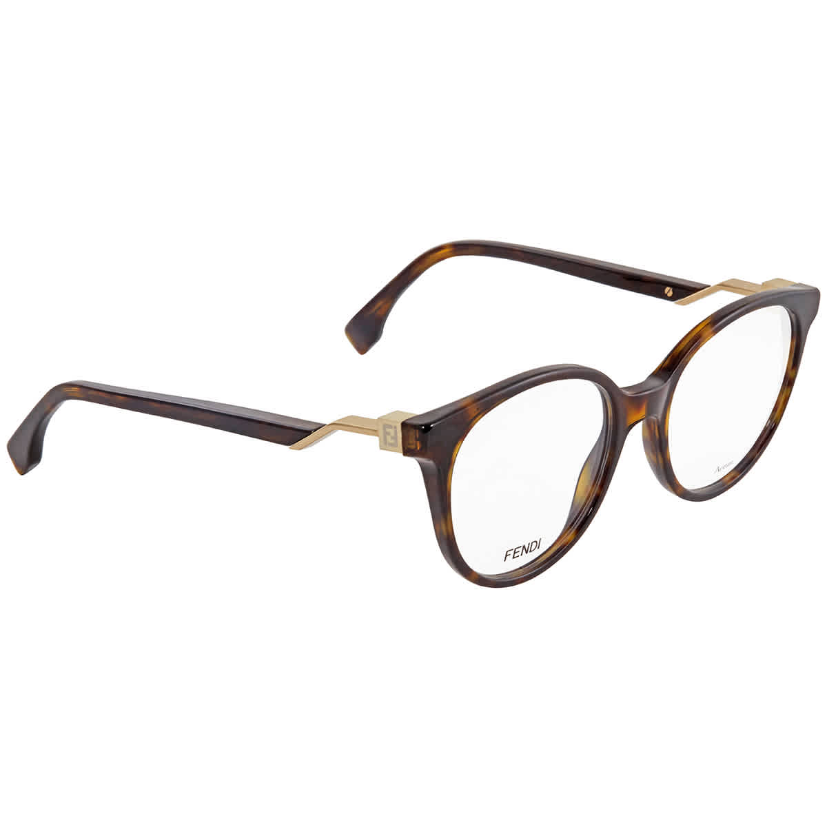 Fendi Dark Havana Round Eyeglasses Ff020208650 In N,a