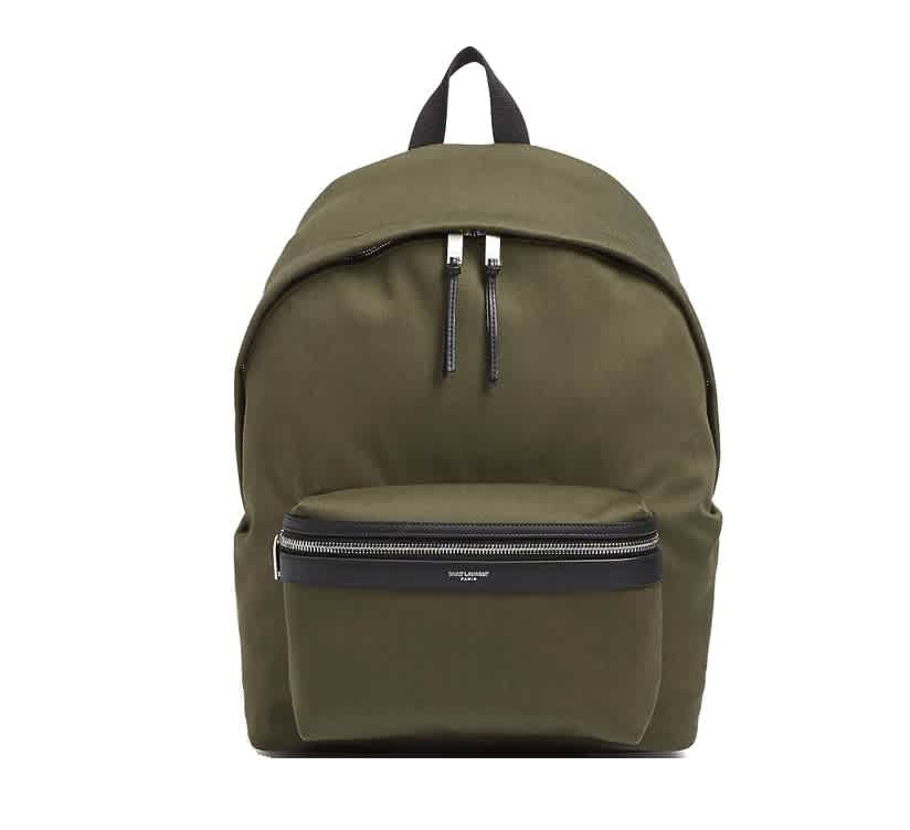 Saint Laurent Cotton Canvas City Backpack In Green