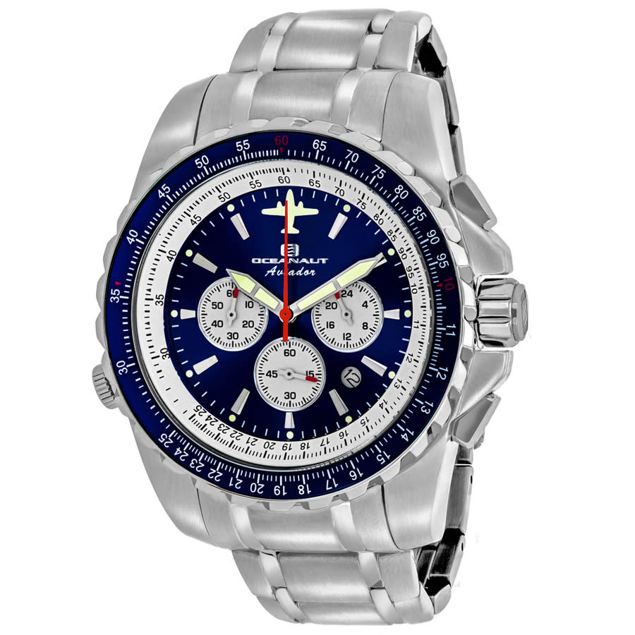 OCEANAUT OCEANAUT AVIADOR PILOT CHRONOGRAPH QUARTZ BLUE DIAL MEN'S WATCH OC0113