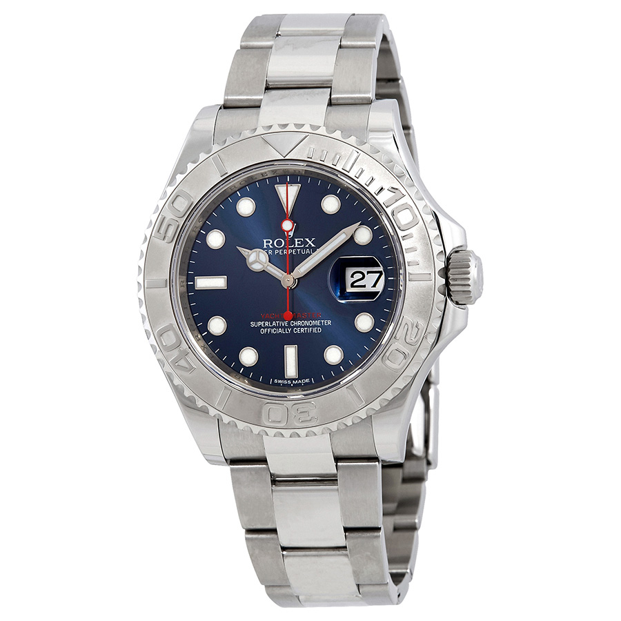 Pre-owned Rolex Yacht-master 40 Automatic Blue Dial Stainless Steel Oyster Bracelet Mens Watch 11662 In Blue / Platinum / White