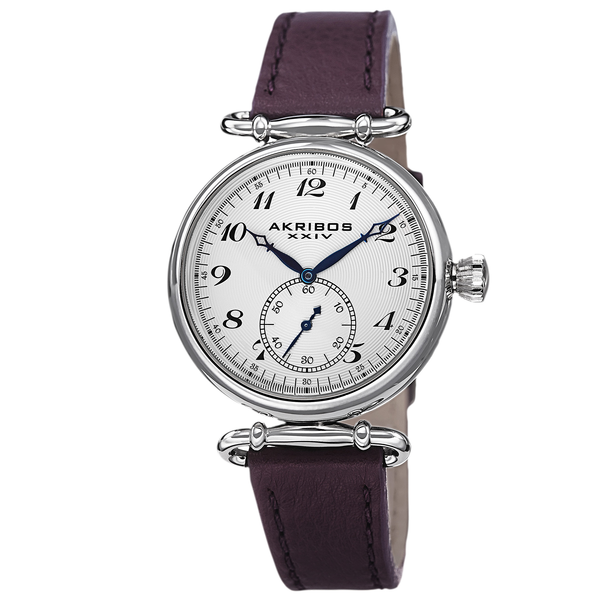 Akribos Xxiv White Dial Purple Leather Ladies Watch Ak704pu In Blue / Purple / White