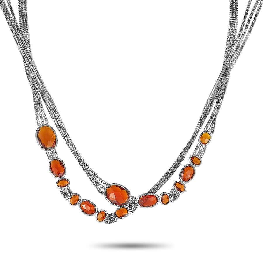 GUCCI RAINDROP SILVER AND SYNTHETIC ORANGE STONE NECKLACE