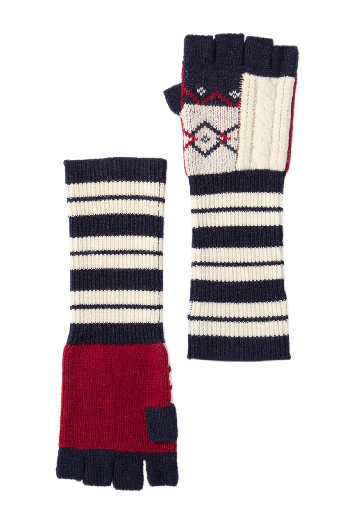 BURBERRY CABLE KNIT FINGERLESS GLOVES