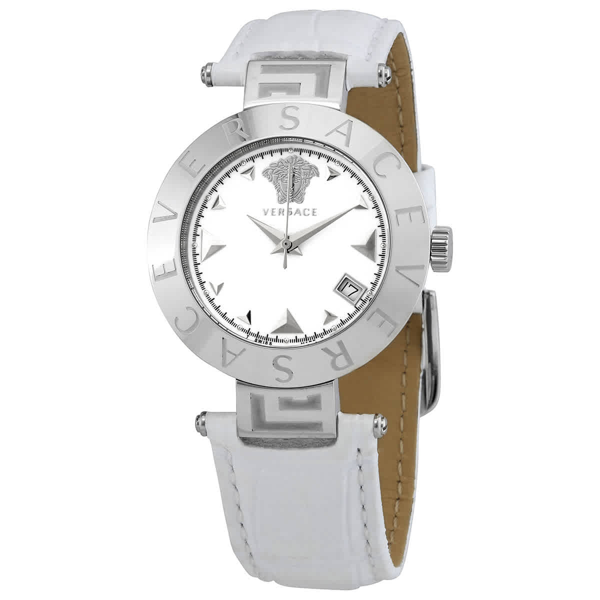 Versace Reve Quartz White Dial Ladies Watch Vews00118 In Silver Tone,white
