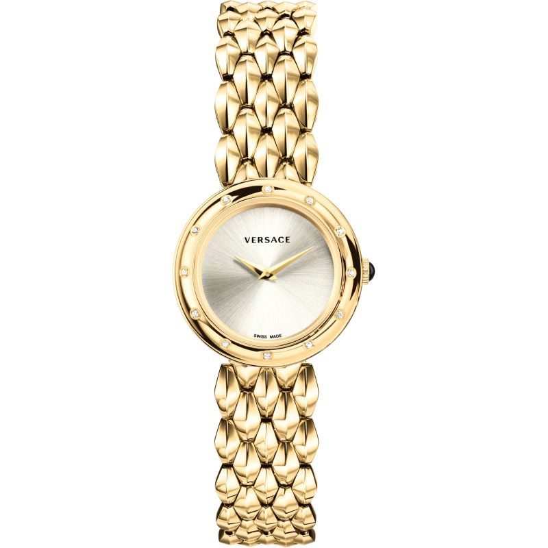 versace silver tone flare watch