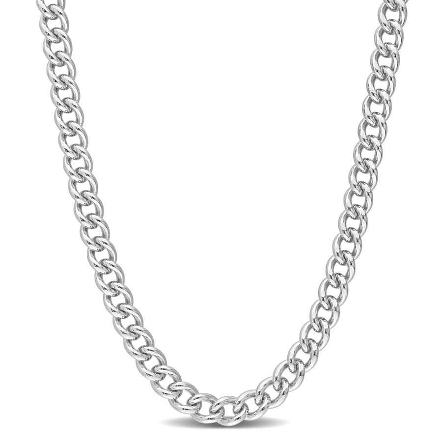 Amour Curb Link Chain Necklace In Sterling Silver In White