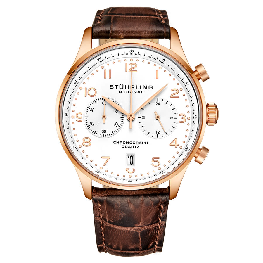 Stuhrling Original Monaco Chronograph Quartz White Dial Mens Watch