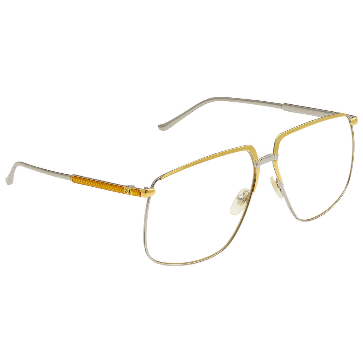 Gucci Ladies Eyeglasses Gg0365s 001 63 In Gold Tone,silver Tone