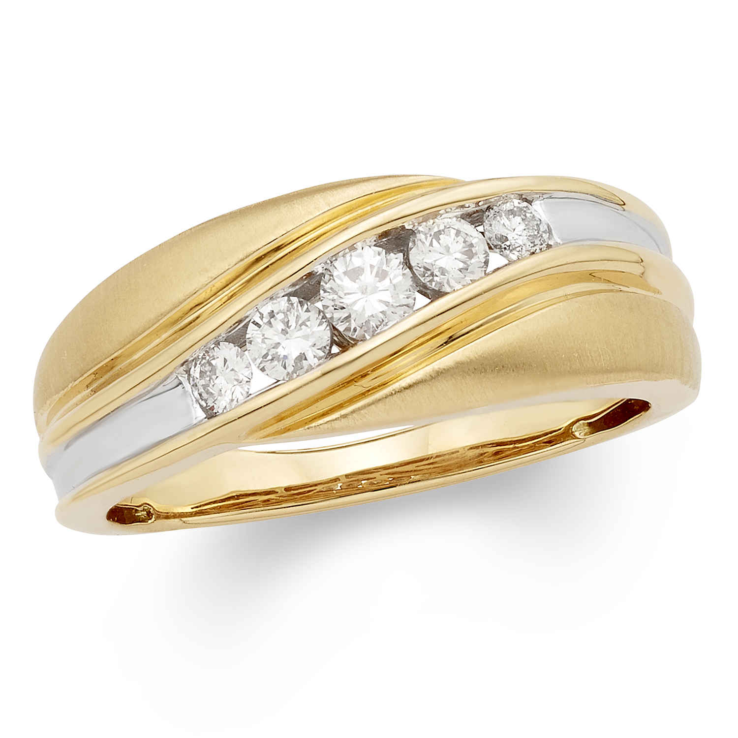 Cya K Certified Diamond Mens Ring 1/2ct 14k Yellow Gold R123906y-10 Size 10 In Gold Tone,white,yellow