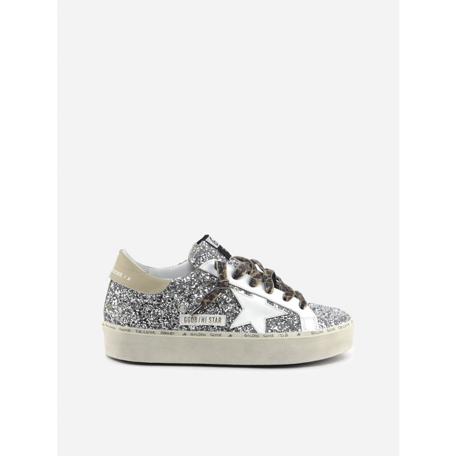 Golden Goose Hi Star Ladies Silver Tone Sneakers