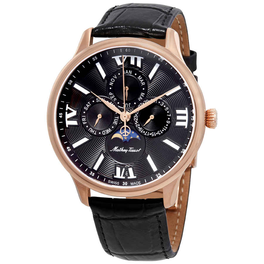 Mathey-tissot Edmond Moon Phase Black Dial Mens Watch H1886rpn In Black / Gold / Gold Tone / Rose / Rose Gold / Rose Gold Tone