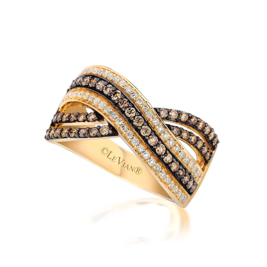 Le Vian Ladies Chocolate Diamonds Fashion Ring In 14k Honey Gold In Brown