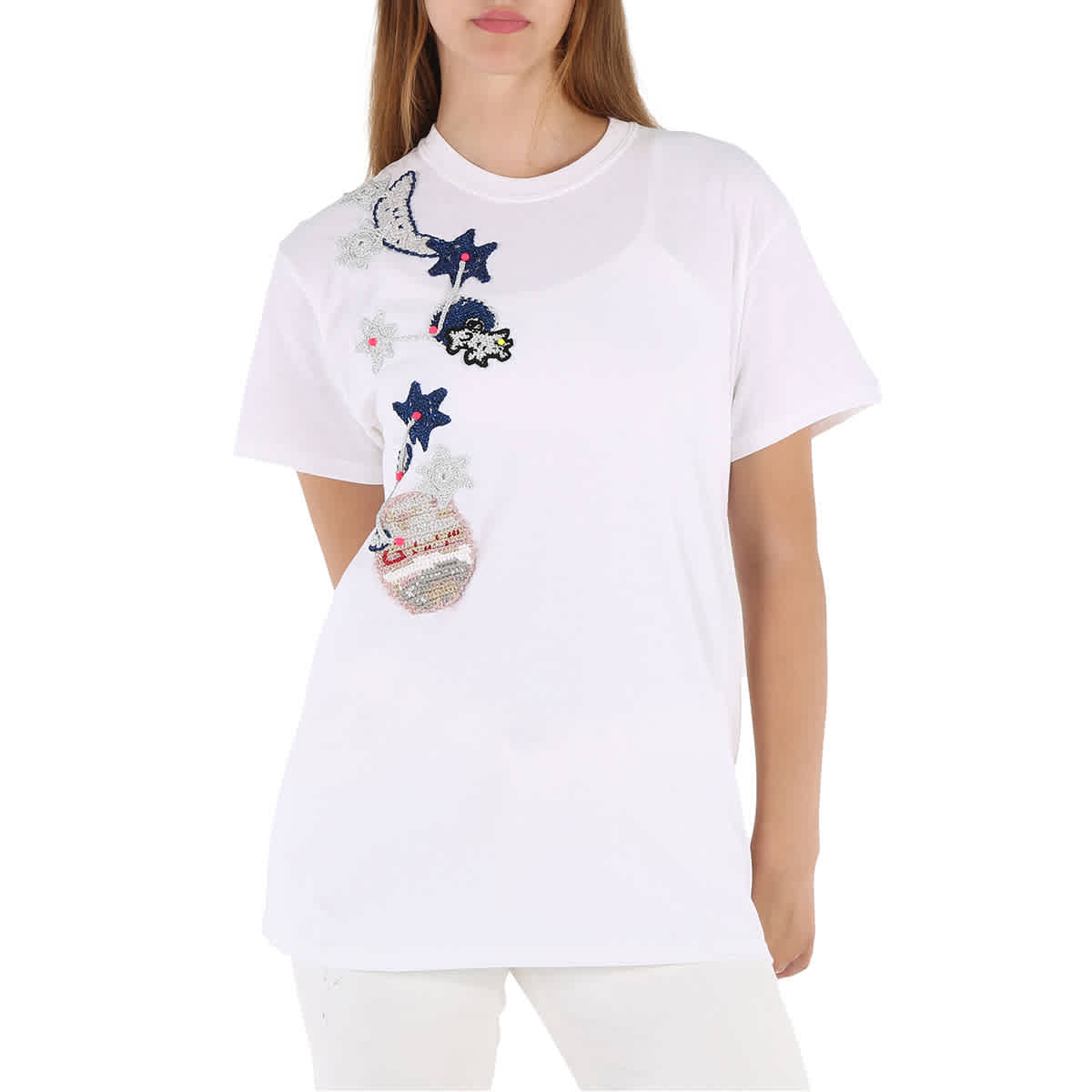 Michaela Buerger Pig On Moon T-shirt In White In White