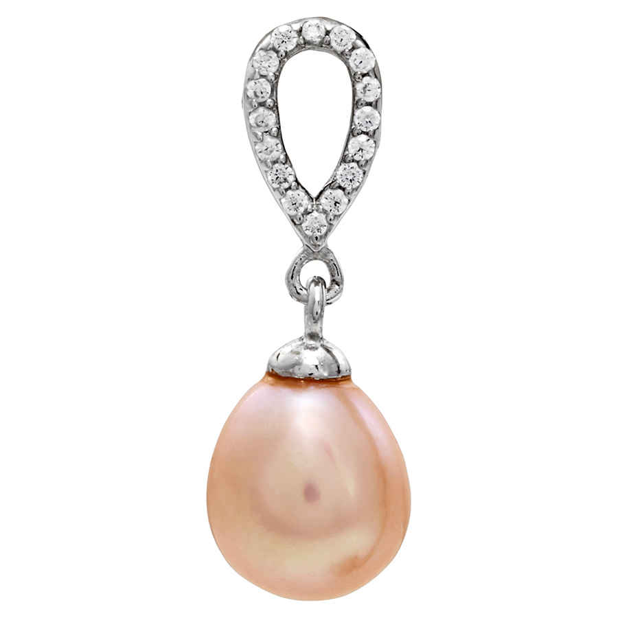 Bella Pearl Sterling Silver Pink Drop Pearl Earring And Necklace Set Nesr-36pi In Pink,silver Tone