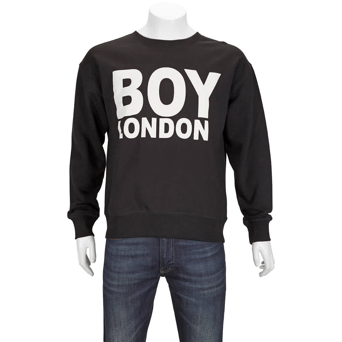 BOY LONDON BOY LONDON BLACK/WHITE REFLECTIVE COTTON SWEATSHIRT