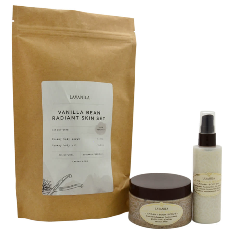 Lavanila Vanilla Bean Radiant Skin Set By  For Women - 2 Pc Set 7.5oz Creamy Body Scrub In Beige