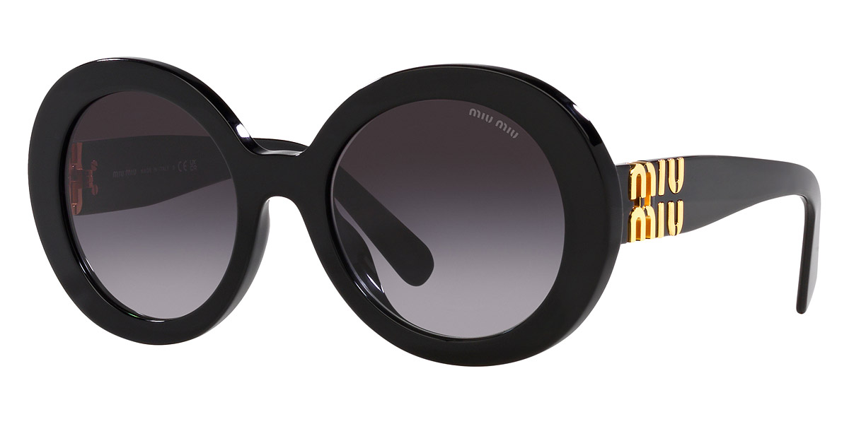 Miu Miu Mu 11ys Logo Round Acetate Sunglasses In Grey