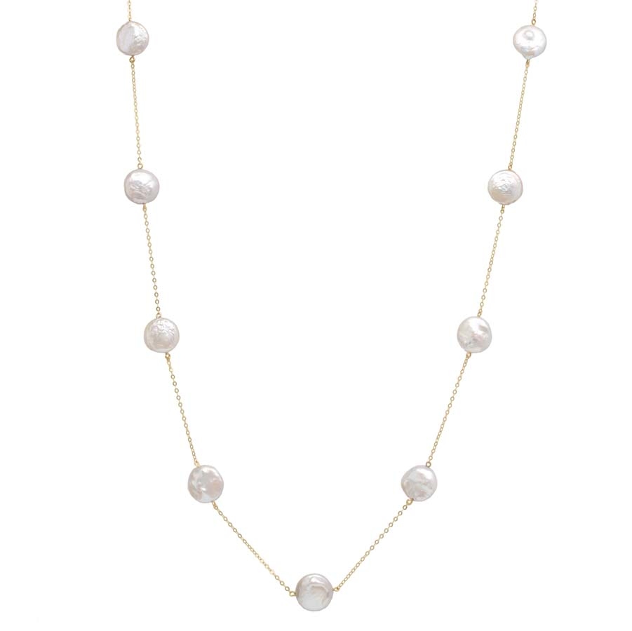 Bella Pearl 10k Gold Chain Floating Pearl Necklace