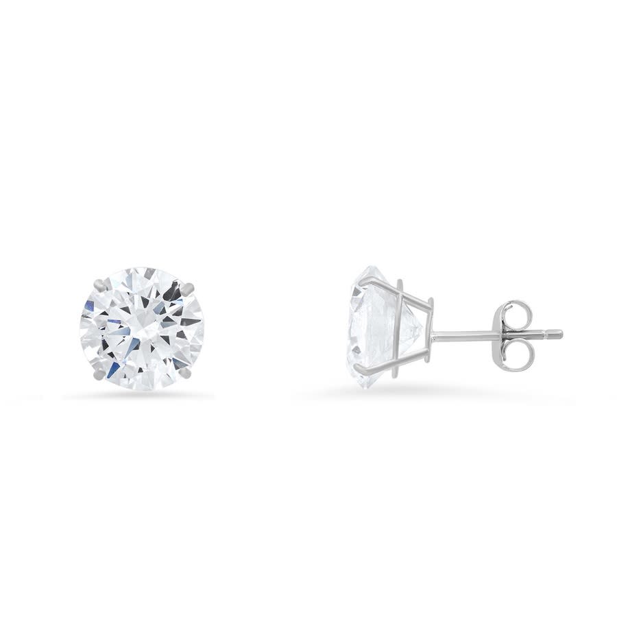 Kylie Harper 10k White Gold 6mm Round-cut Cubic Zirconia Cz Stud Earrings In White
