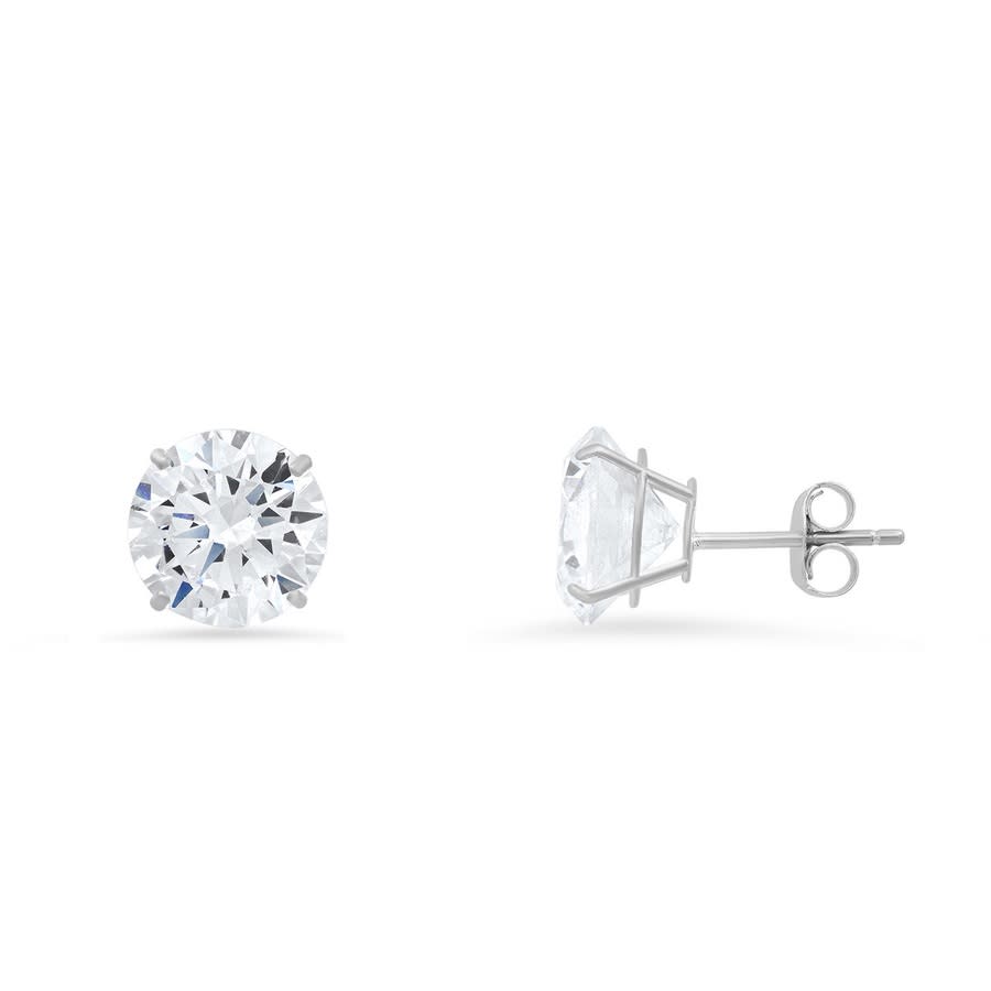 Kylie Harper 10k White Gold 6mm Round-cut Cubic Zirconia Cz Stud Earrings