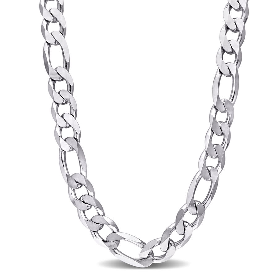 Amour Figaro Chain Necklace In Sterling Silver In White