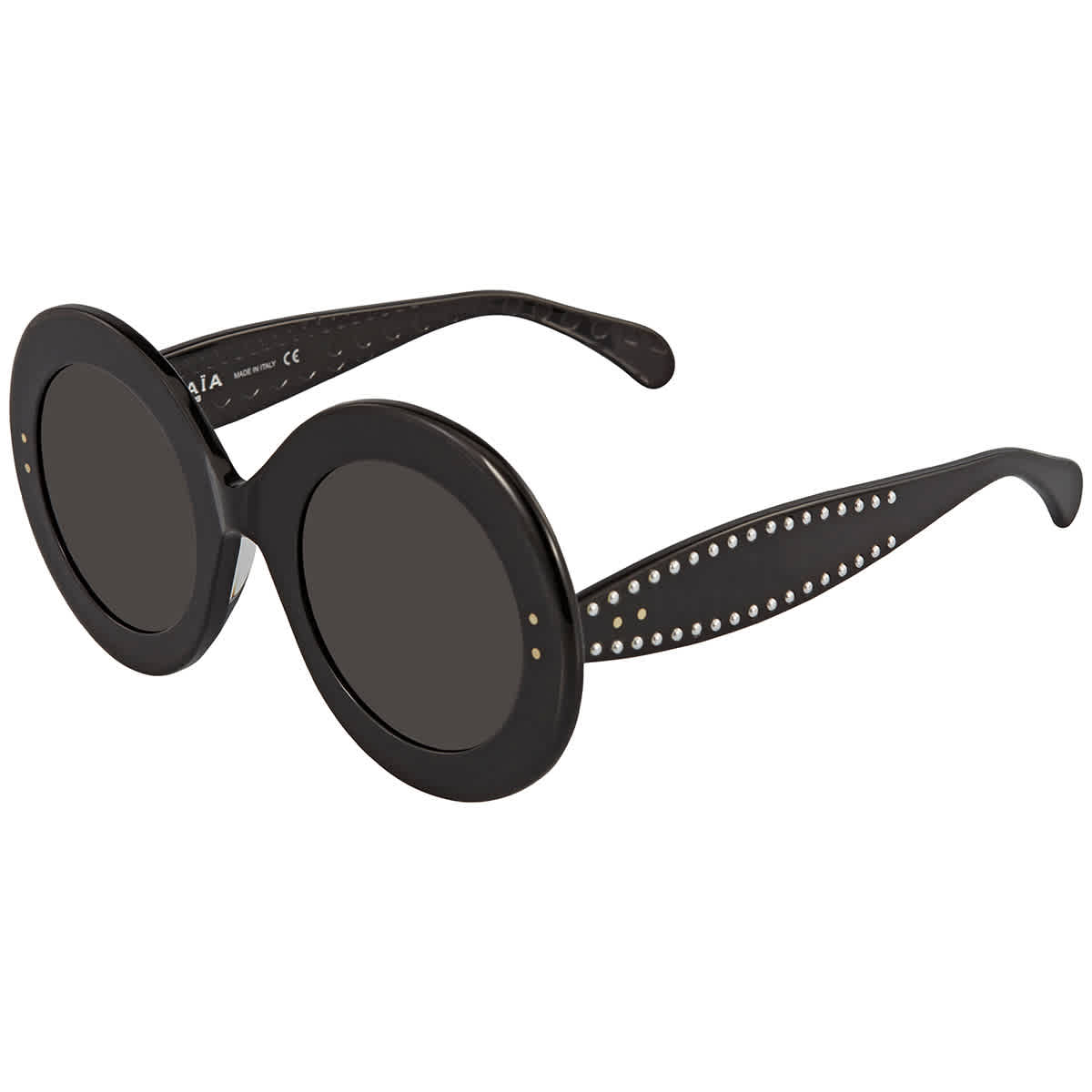 Alaïa Azzedine Alaia Grey Round Ladies Sunglasses Aa0012s-001 50 In Black,grey