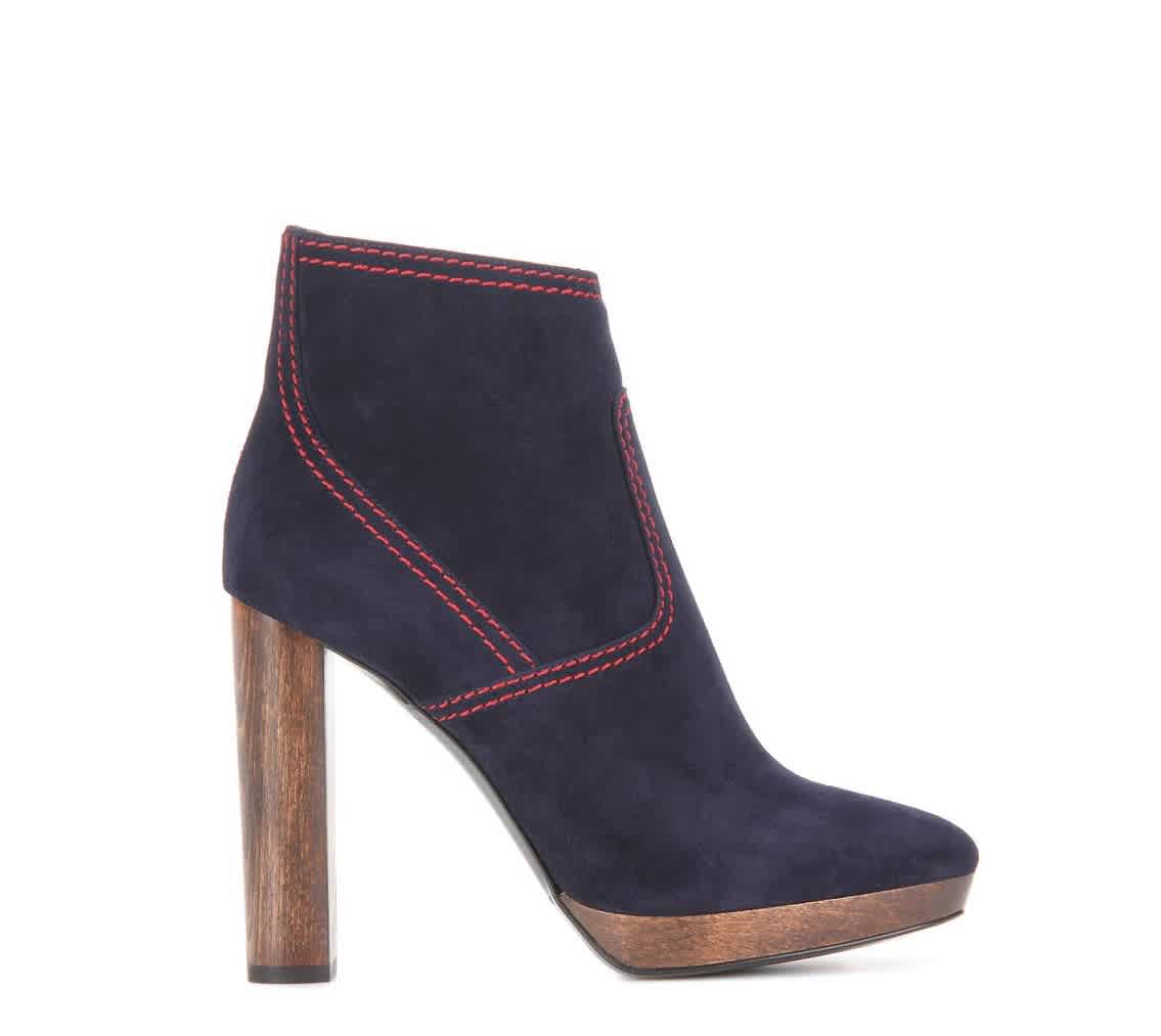 Burberry Ladies Hazelhurst Suede Ankle Boots In Blue,red