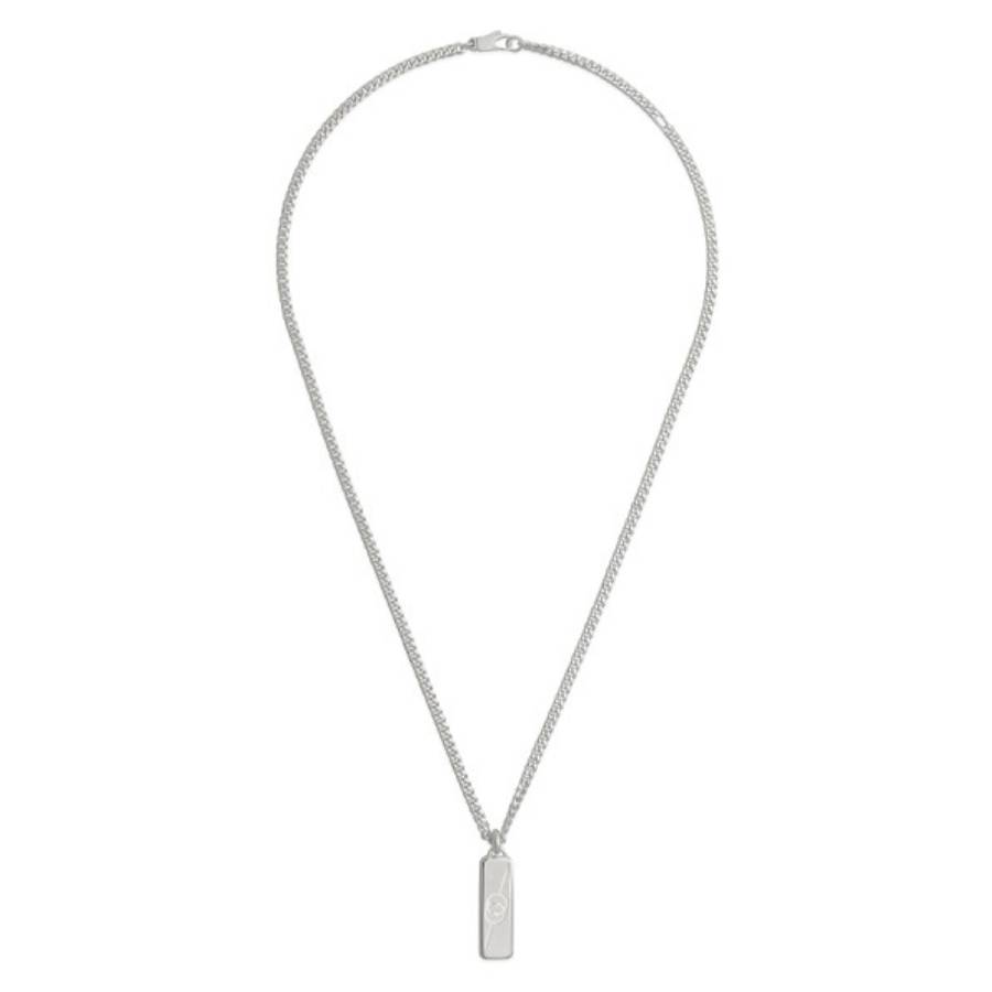 Gucci Silver Diagonal Interlocking G Necklace In Silver