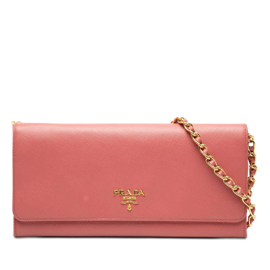 Pre-owned Prada Saffiano Wallet On Chain Ladies 7PFV7ZH0R5FDCND0
