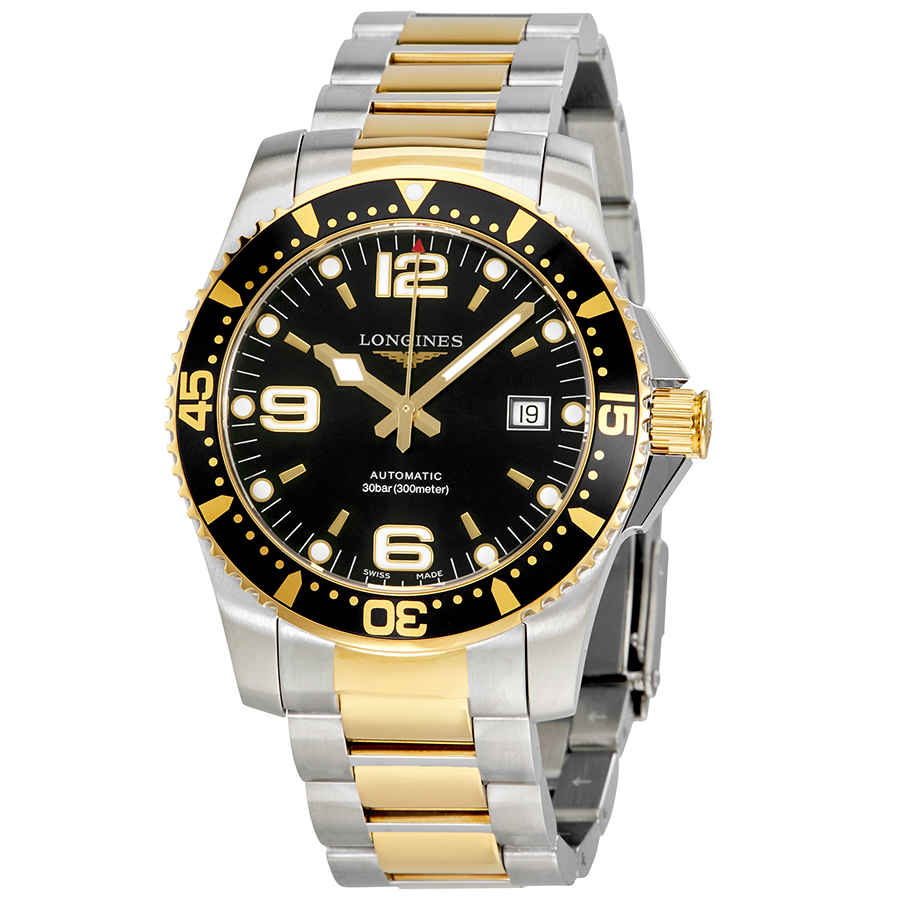 Longines Hydroconquest Automatic Black Dial Mens Watch L36423567 In Black,gold Tone,yellow