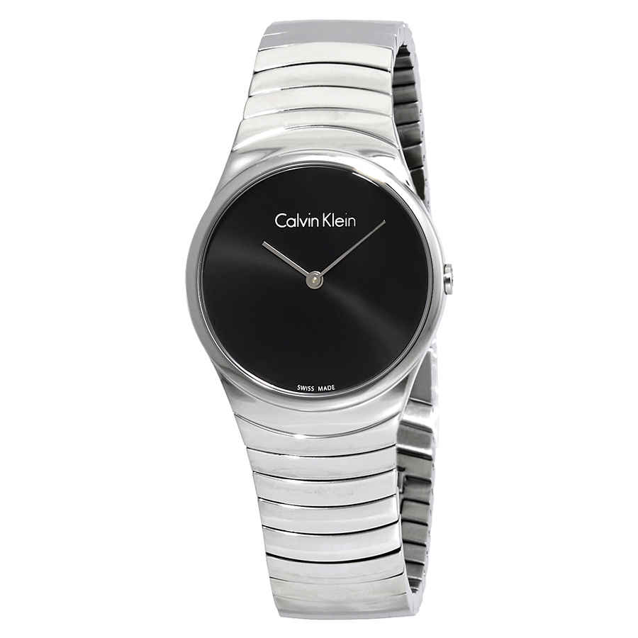 CALVIN KLEIN WHIRL BLACK DIAL STAINLESS STEEL LADIES WATCH K8A23141