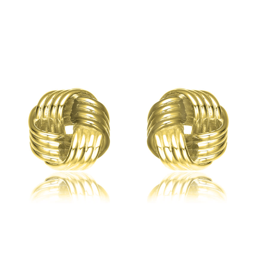 Rachel Glauber 14k Gold Plated Twisted Button Stud Earrings In Gold-tone