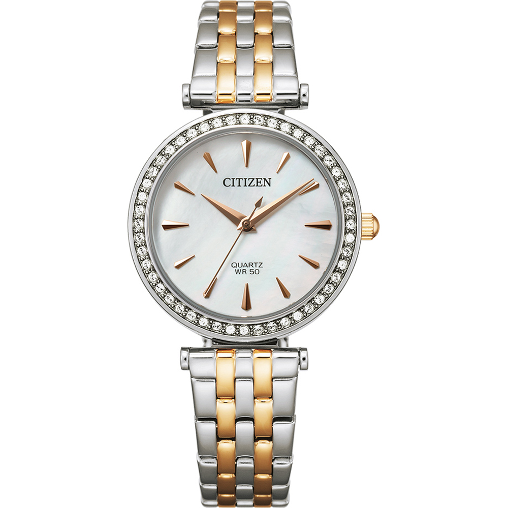 Citizen Quartz Crystal Mother Of Pearl Dial Ladies Watch Er0216-59d In Two Tone  / Gold Tone / Mother Of Pearl / Rose / Rose Gold Tone