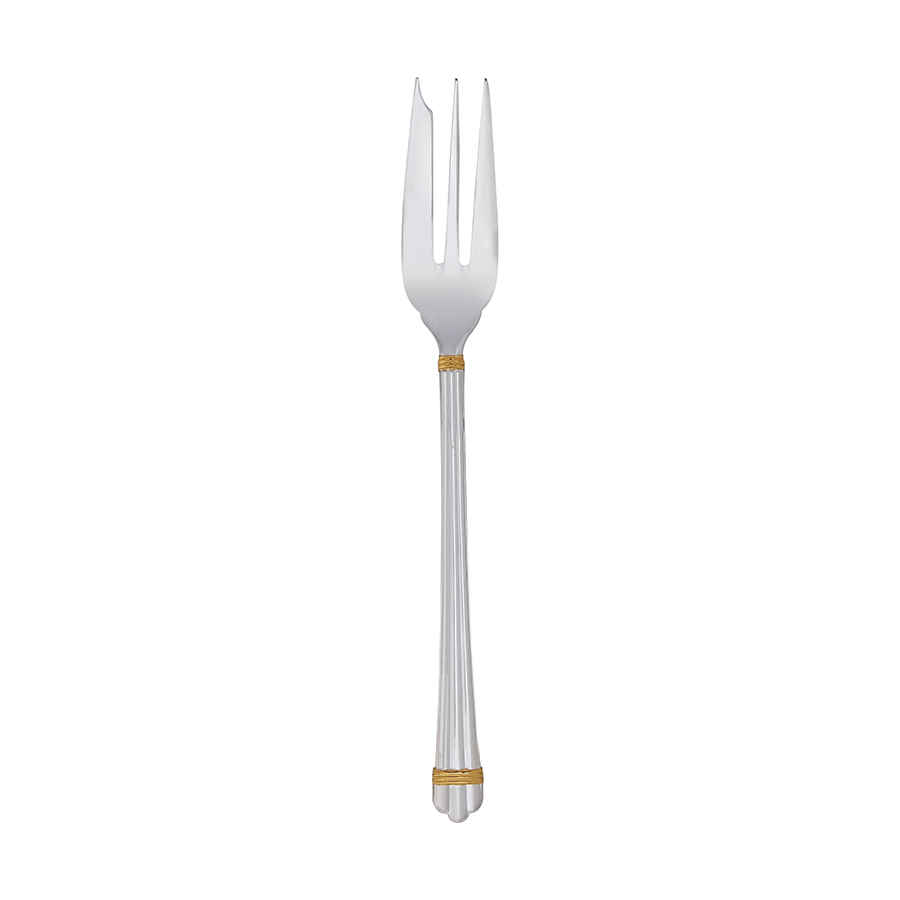 Christofle Silver Plated Aria Gold Serving Fork 1022-007 In Gold / Silver