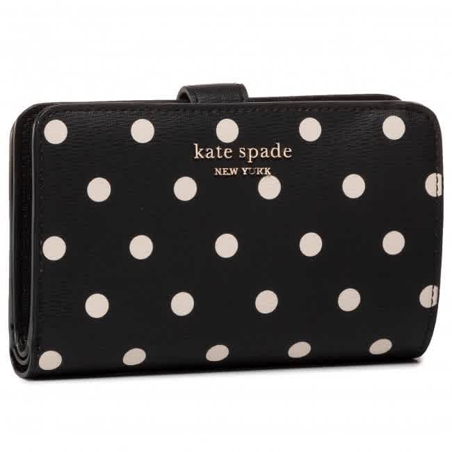 Kate Spade Spencer Cabana Dot Compact Wallet In Black In Black Multi