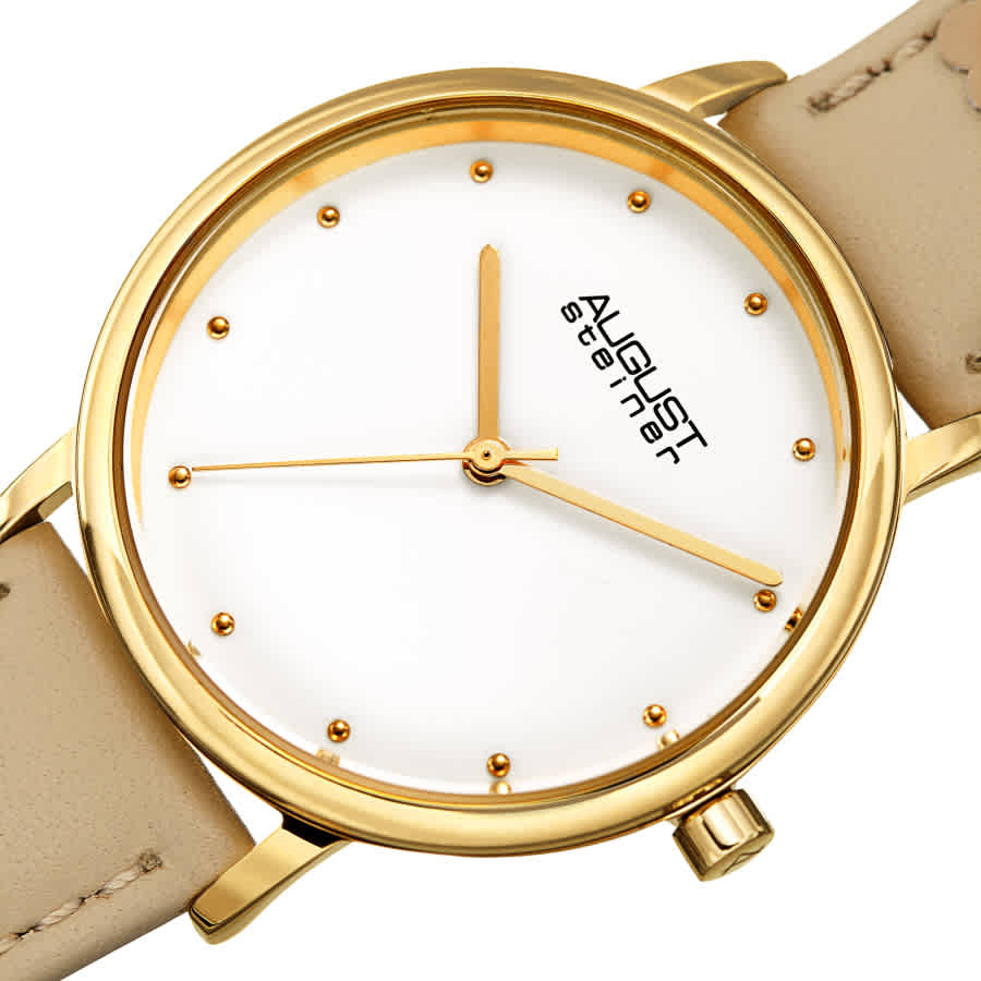 Shop August Steiner Quartz White Dial Ladies Watch As8260tn In Beige / Gold Tone / White