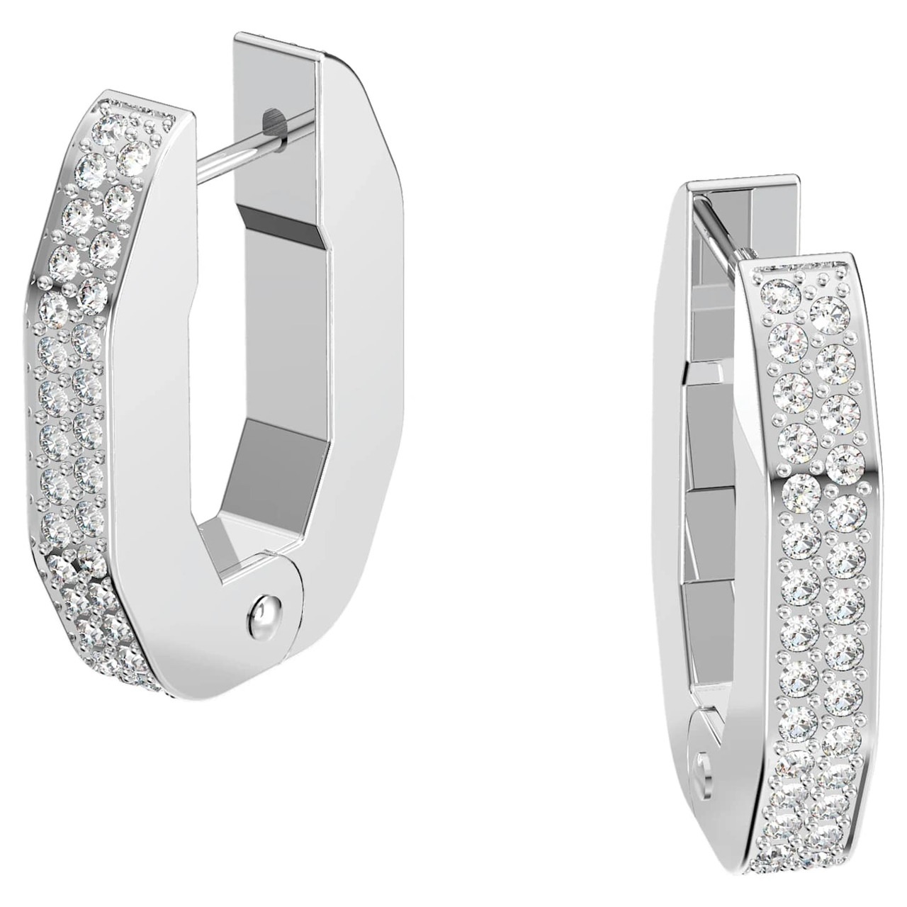 Shop Swarovski Dextera Rhodium Plated Octagon Shape Hoop Earrings