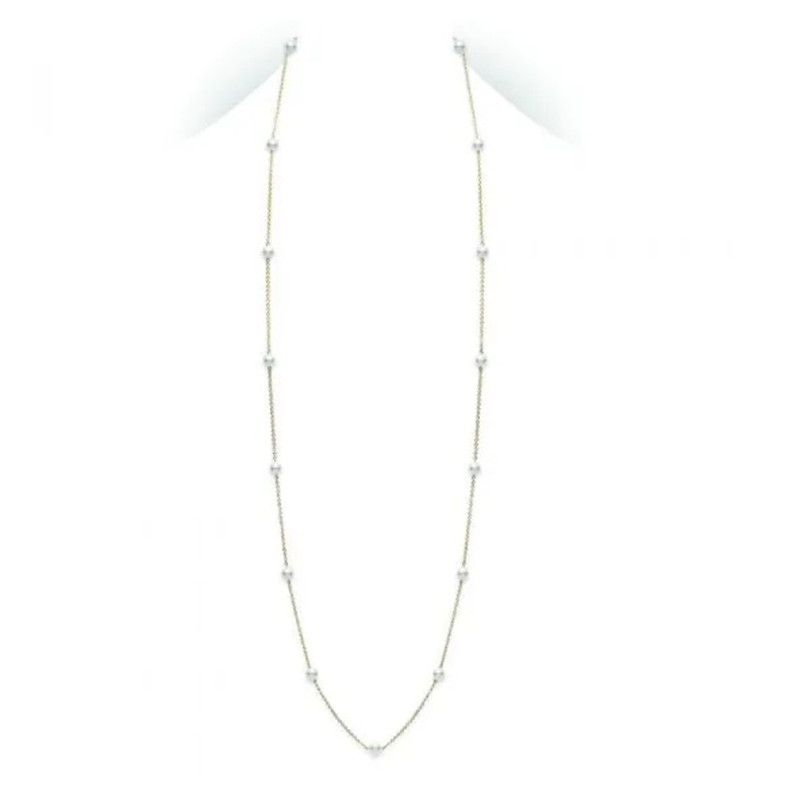 Mikimoto Akoya Pearl Long Station Necklace With 18k Yellow Gold 6x6.5mm 32" - Pcl2k In Yellow