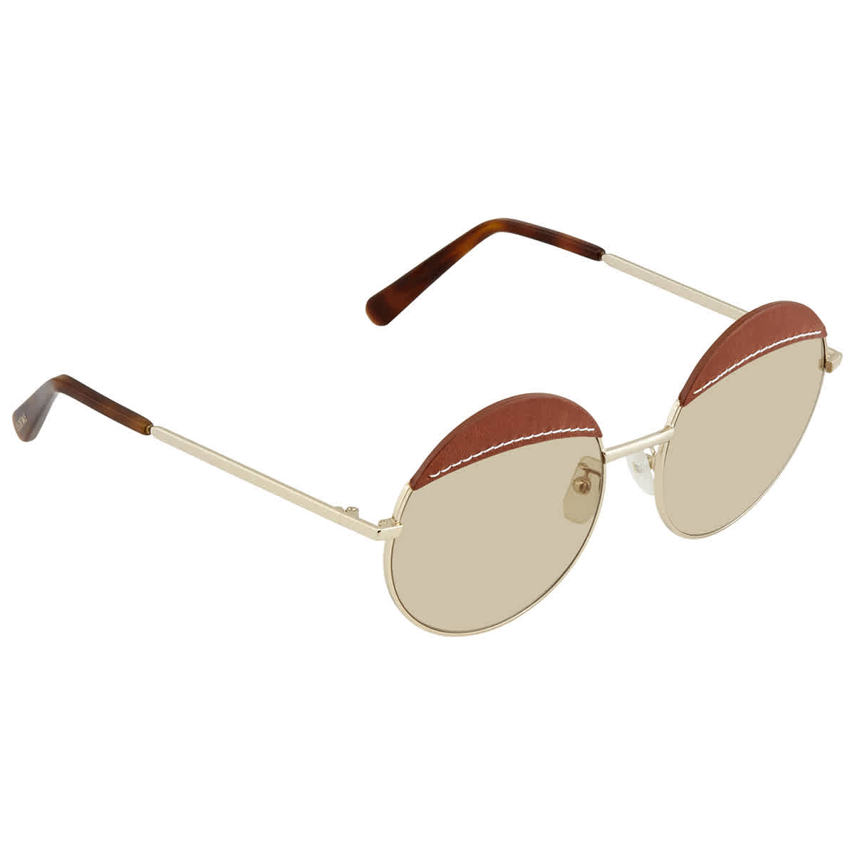 Loewe Round Stitch Ladies Gradient Sunglasses Lw40007u33n58 In Brown,gold Tone
