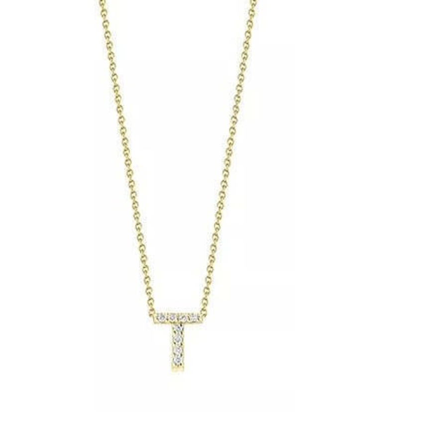 Roberto Coin Love Letter T Pendant Yellow Gold And Diamonds T - 001634aychxt In Yellow