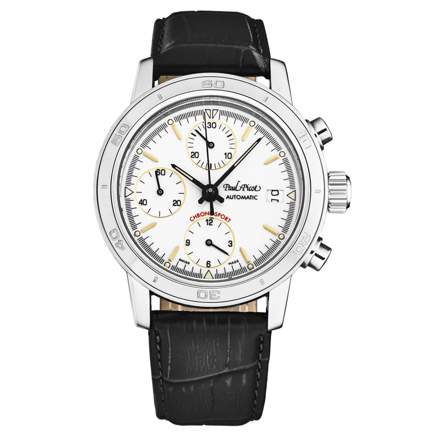 Paul Picot Chronosport Mens Chronograph Automatic Watch P7033.20.112 In Black / White