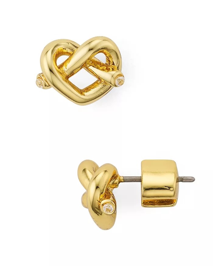 Kate Spade Crystal Accented Love Knot Stud Earrings In Gold-tone