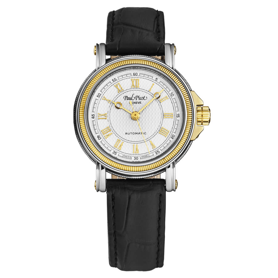 Shop Paul Picot Atelier Automatic Silver Dial Ladies Watch P4015.22.432 In Black / Gold Tone / Silver / Yellow