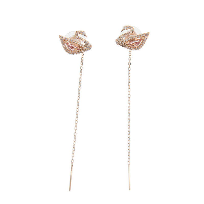 Swarovski Dazzling Swan Earring 5469990 Rose Gold Plated Pink Gold In Gold Tone,pink,rose Gold Tone