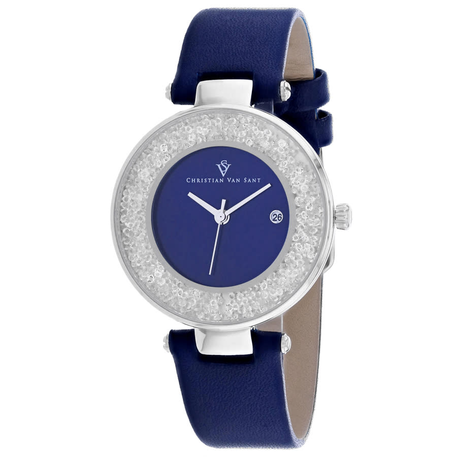 Christian Van Sant Dazzle Quartz Blue Dial Ladies Watch Cv1222 In Blue