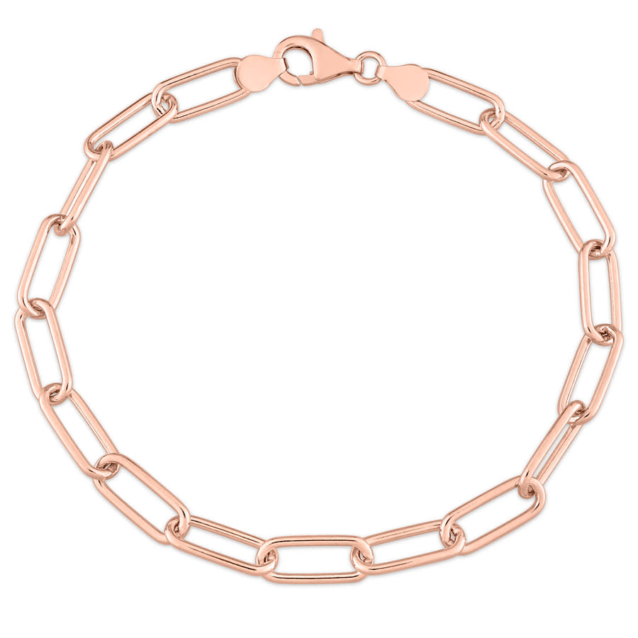 Amour Oval Link Bracelet In 18k Rose Gold Plated Sterling Silver In Rose Gold-tone