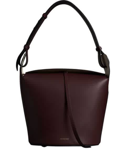 BURBERRY Bucket Medium Leather Shoulder Bag Deep Claret